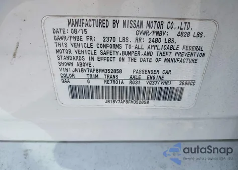 2015 Infiniti Q50 Premium из США, поврежденный, VIN JN1BV7AP8FM352858